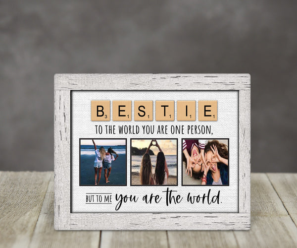 Scrabble Tile Photo Frame For Bestie - Sweet Gift Idea Friend, Birthday Gift For Best Friend, Christmas Gift Idea