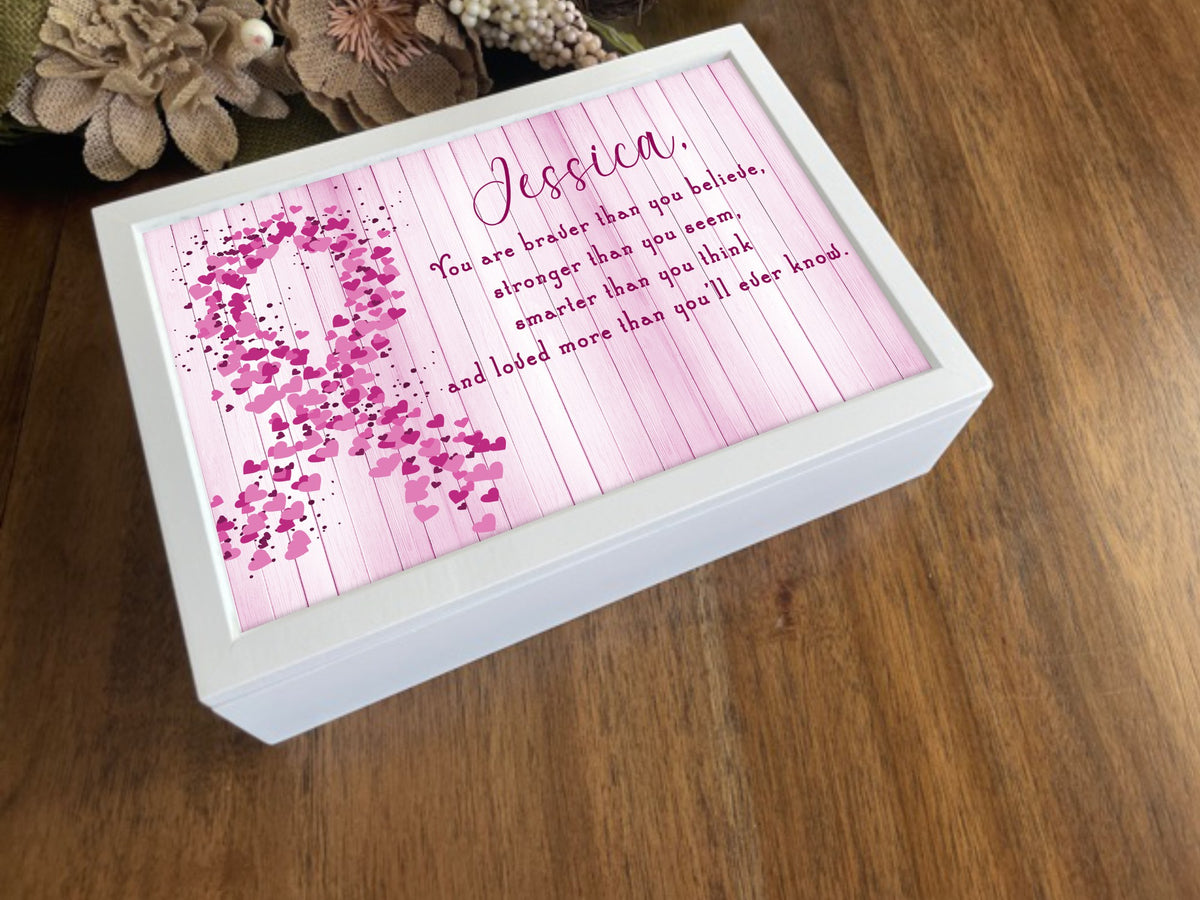 Personalized Keepsake Box with Ribbon - Breast Cancer Inspirational Gi –  Jenniferscraftcorner