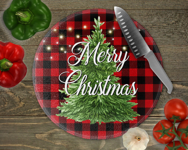 Christmas Personalized Round Cutting Board- Holiday Kitchen Decor, Christmas Party Decor, Charcuterie Board