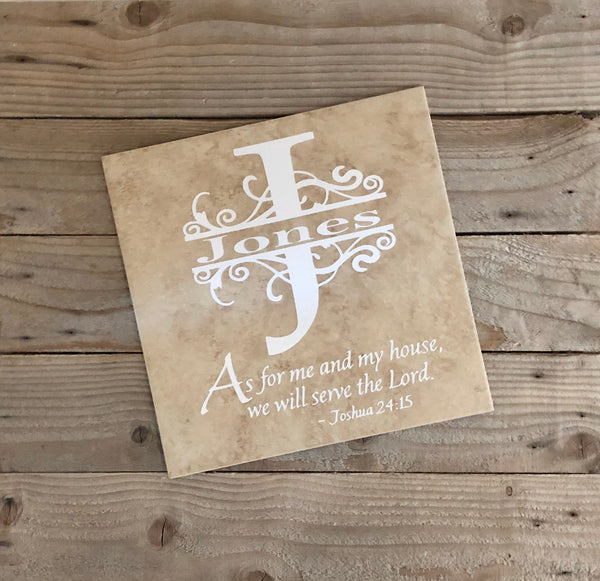 12x12 Joshua 24:15 Personalized Tile
