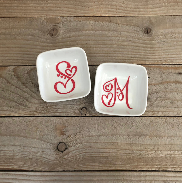Letter with Heart Jewelry Dish