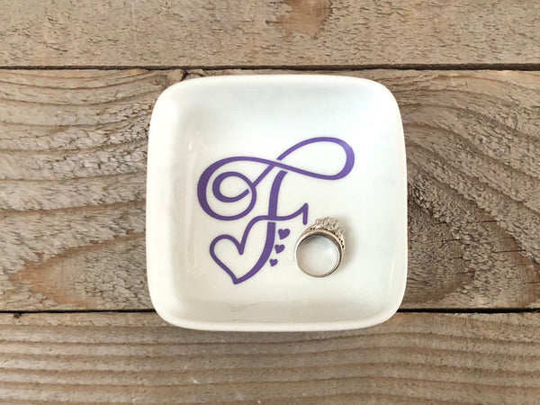Letter with Heart Jewelry Dish