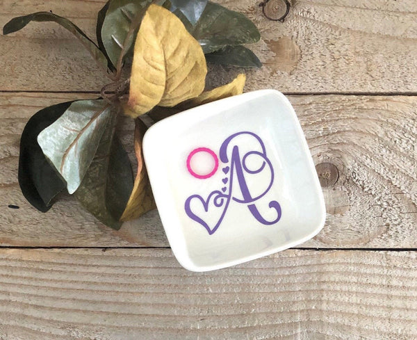 Letter with Heart Jewelry Dish
