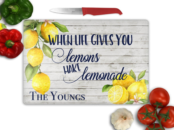 Lemonade Personalized Glass Cutting Board