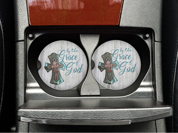 By the Grace of God Car Coaster Set