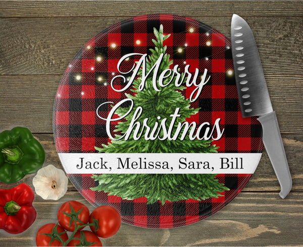 Christmas Personalized Round Cutting Board- Holiday Kitchen Decor, Christmas Party Decor, Charcuterie Board