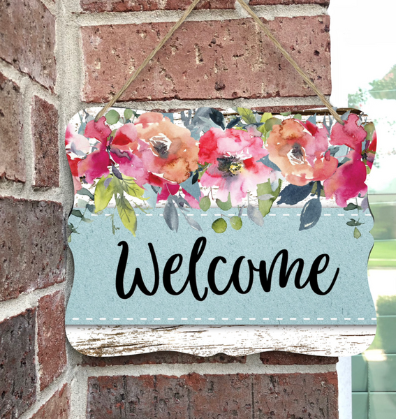 Floral Welcome Door Sign