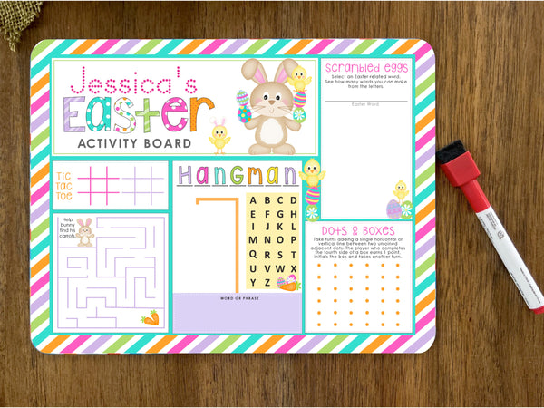 Personalized Easter Activity Dry Erase Board | Easter Basket Filler | Easter Gift Boys & Girls