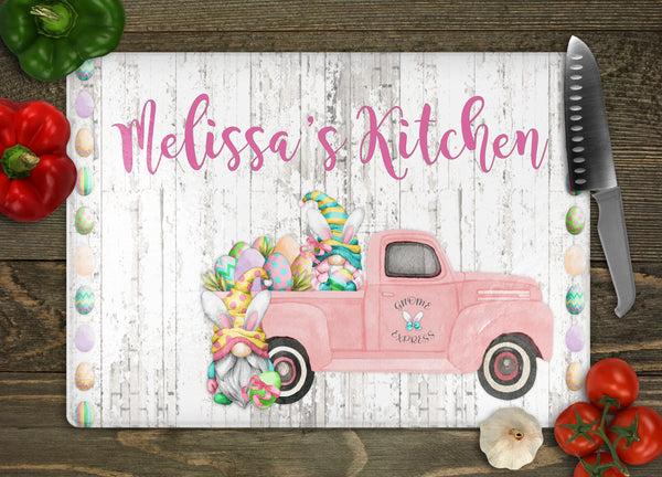 Personalized Red County Truck Easter Cutting Board | Easter Kitchen Decor | Easter Gift Her