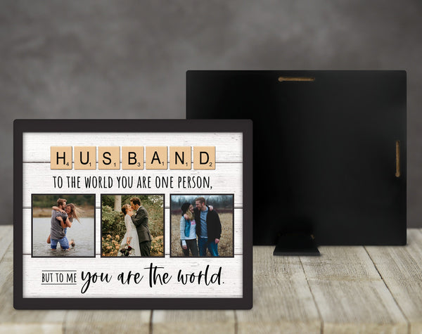 Personalized Scrabble Tile Photo Frame For Husband- Gift for Husband, Anniversary Gift for Him, Husband Birthday Gift, Valentines Day Gift, Christmas Gift for Him