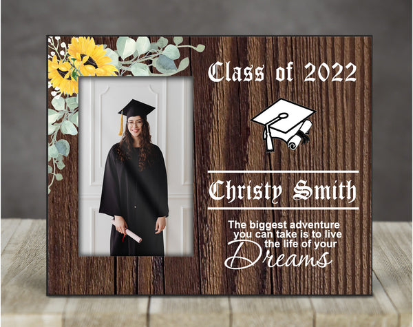 Personalized Sunflower Graduation Picture Frame - Graduation Gift, Gift for Daughter, High School or College Graduate