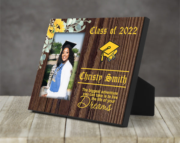 Personalized Sunflower Graduation Picture Frame - Graduation Gift, Gift for Daughter, High School or College Graduate
