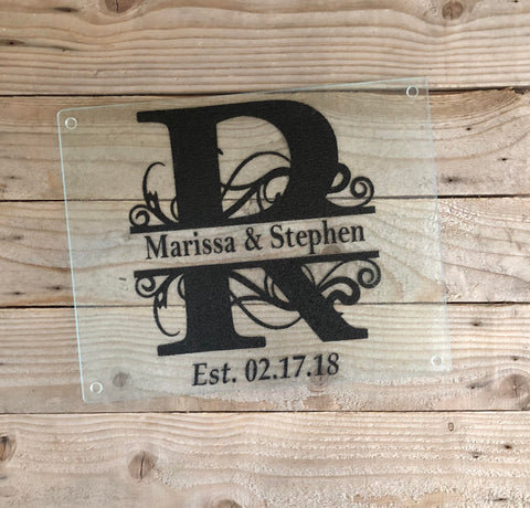 Name and Date Personalized Glass Cutting Board