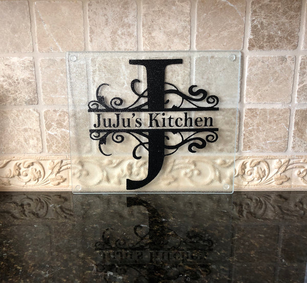 Monogram Personalized Glass Cutting Board