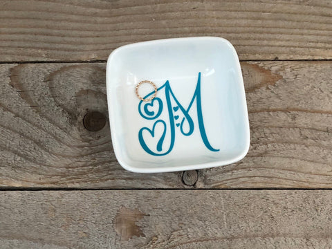 Letter with Heart Jewelry Dish