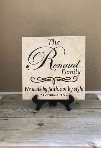 12x12 Family Verse Personalized Tile