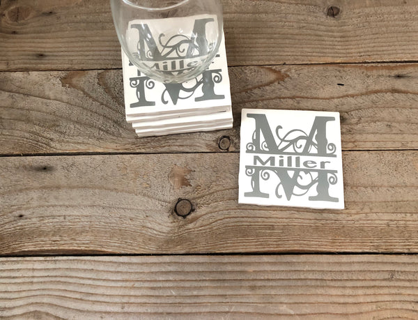 Script Initial with Name Personalized Coasters