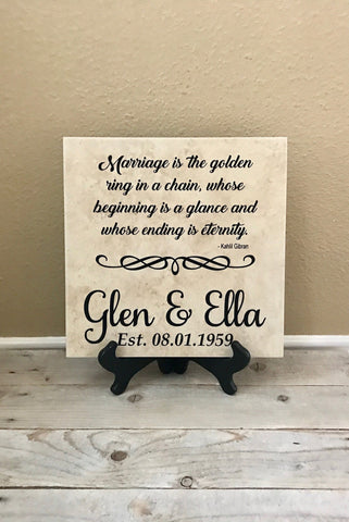 12x12 Marriage Quote Personalized Tile