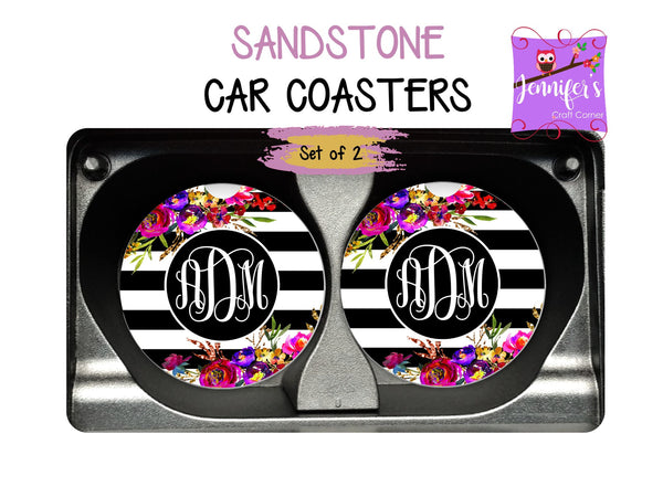 Floral Custom Car Coaster Set