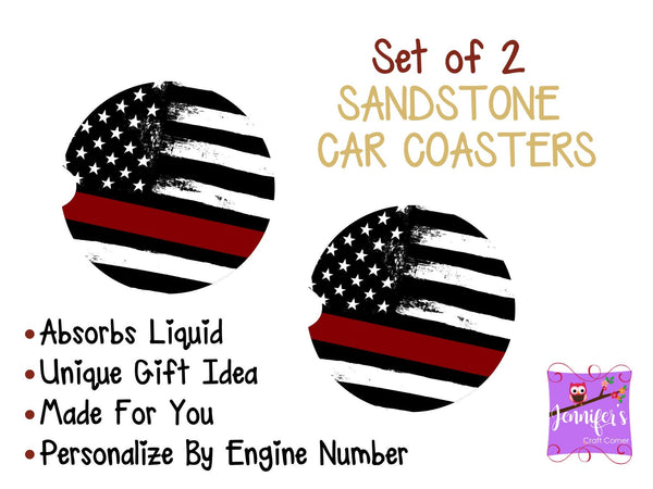 Thin Red Line Car Coaster Set