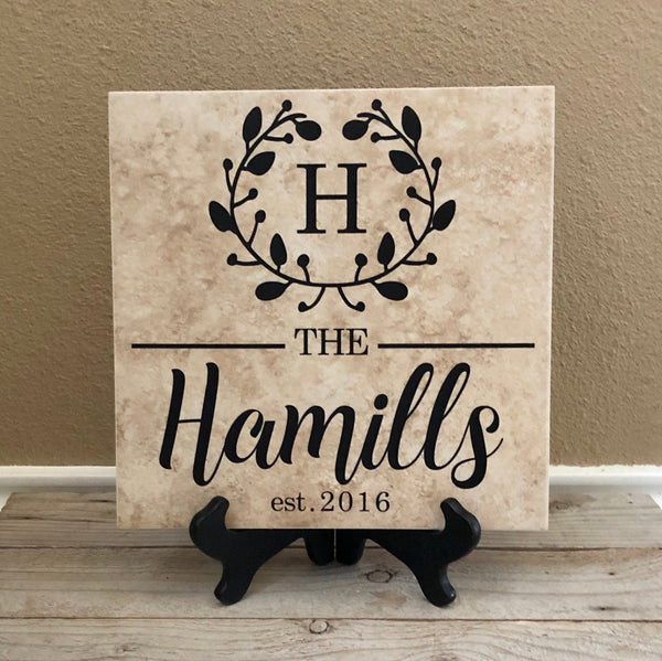 Letter and Last Name Personalized Tile