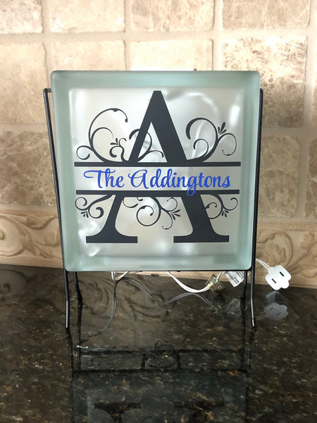 Monogram Letter with Last Name Personalized Light