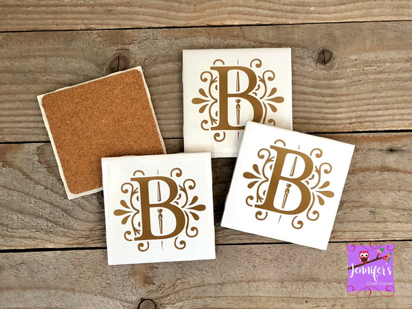 Gold Letter Design Personalized Coasters