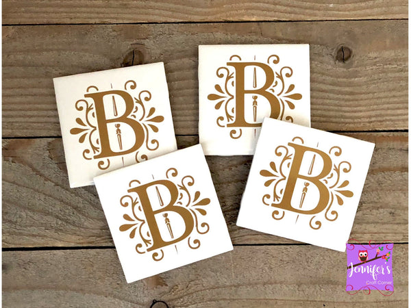 Gold Letter Design Personalized Coasters