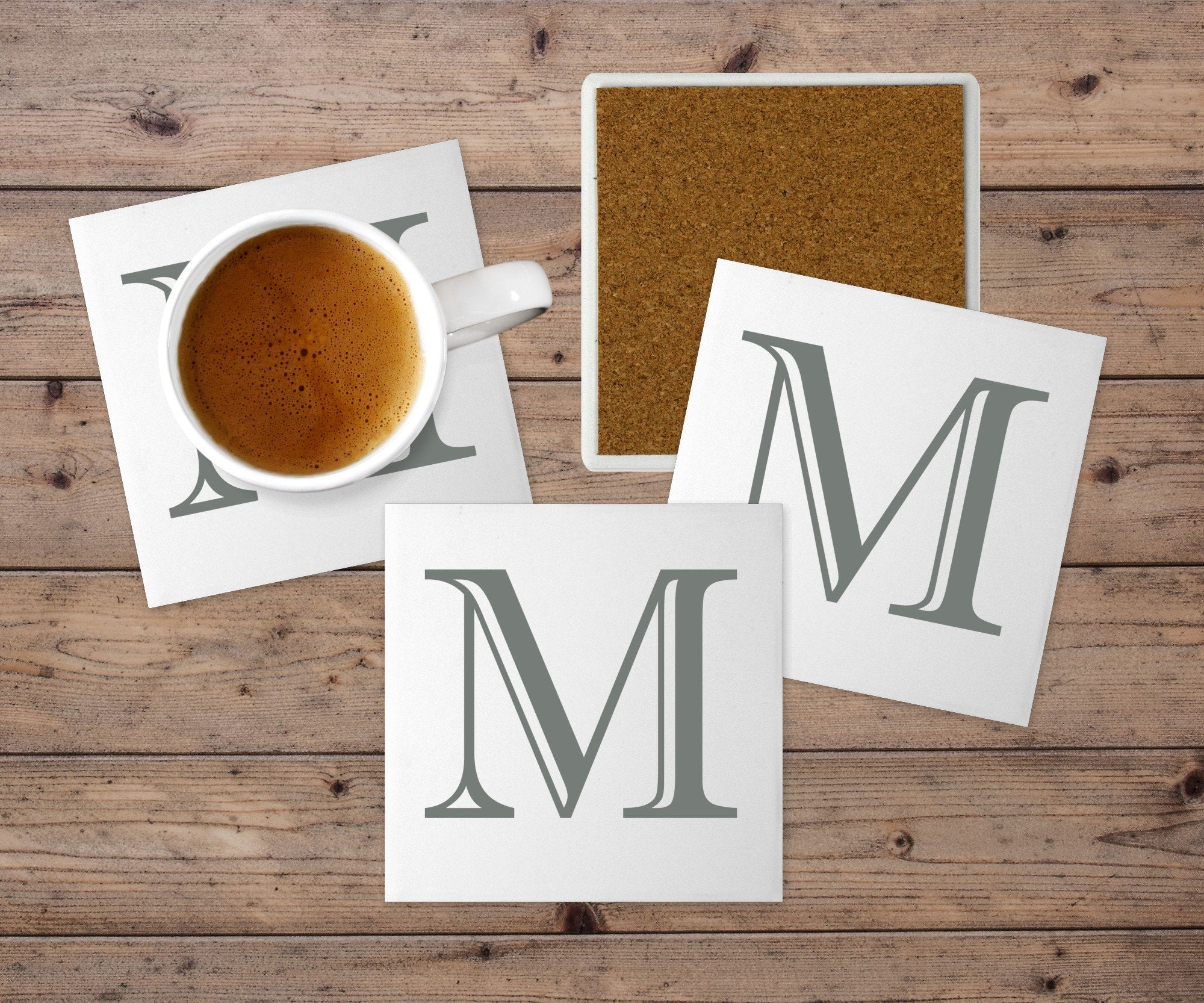 Letter Ceramic Tile Coasters