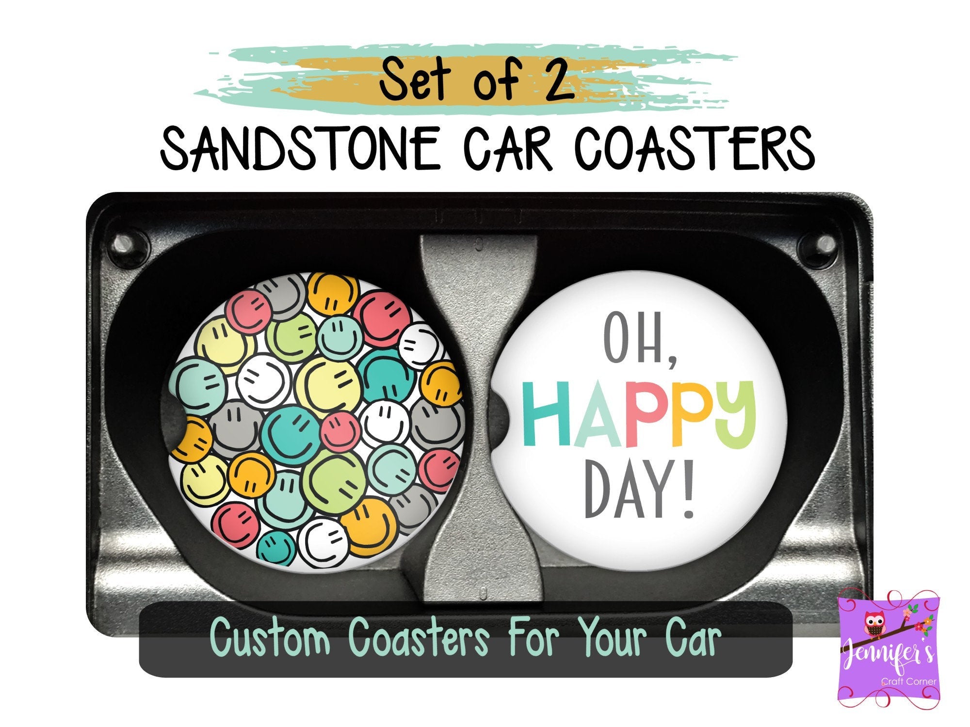 Oh Happy Day Car Coasters