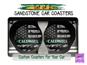 Thin Green Line Car Coaster Set