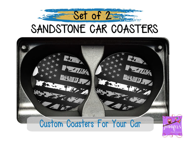 Thin White Line Car Coaster Set