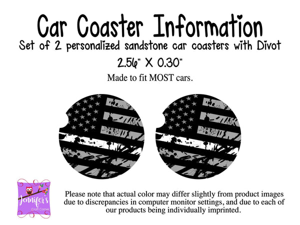 Thin White Line Car Coaster Set