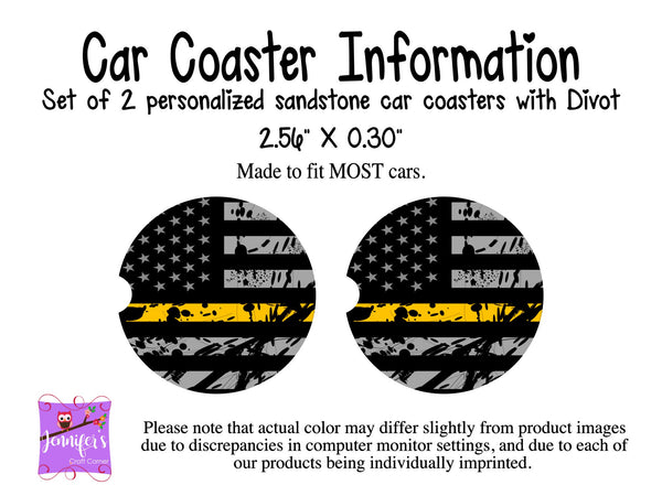 Thin Gold Line Flag Car Coasters