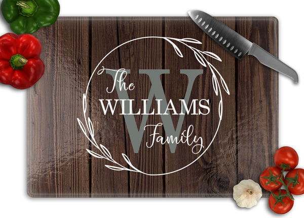 Family Name Personalized Glass Cutting Board