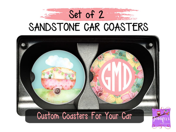 Camper Personalized Car Coaster Set