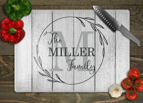 Family Name Personalized Glass Cutting Board