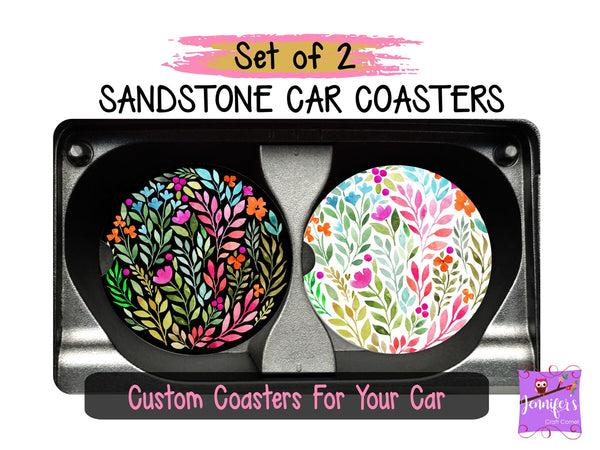 Floral Custom Car Coaster Set