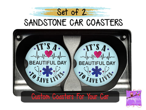 Save Lives Car Coaster Set