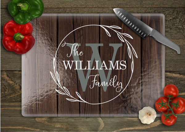 Family Name Personalized Glass Cutting Board