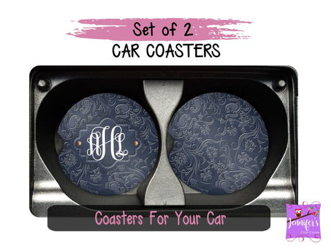 Monogrammed Car Coaster Set