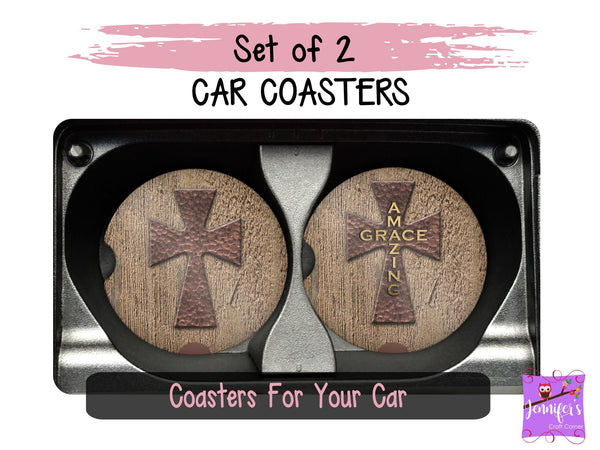 Amazing Grace Cross Car Coasters