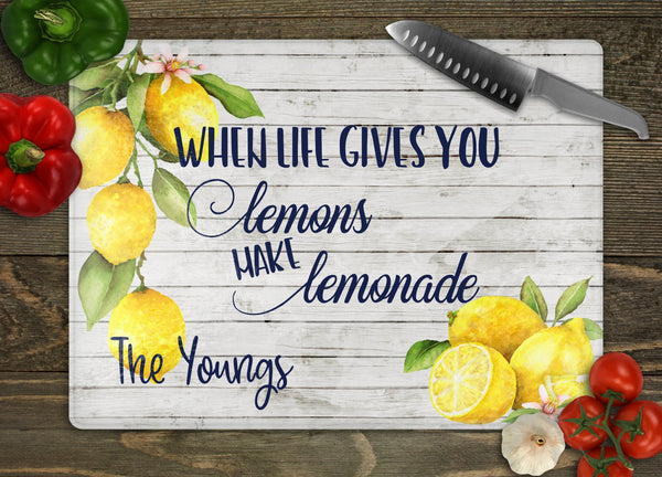 Lemonade Personalized Glass Cutting Board