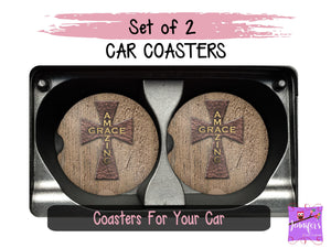 Amazing Grace Cross Car Coasters