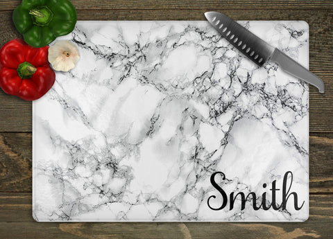Personalized Corner Marble Glass Cutting Board