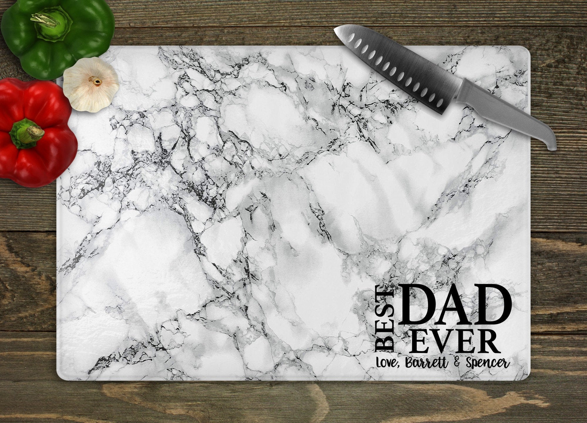 Best Dad Ever Marble Glass Cutting Board