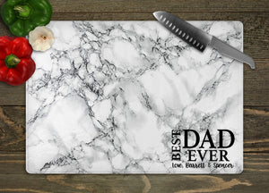 Best Dad Ever Marble Glass Cutting Board