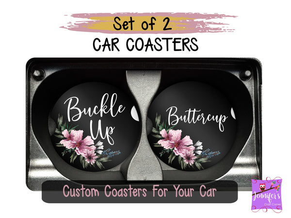 Buckle Up Buttercup Car Coaster Set