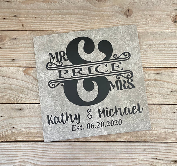 12x12 Mr & Mrs Last Name Personalized Tile