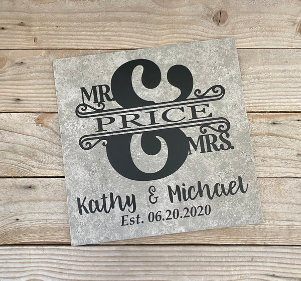 12x12 Mr & Mrs Last Name Personalized Tile